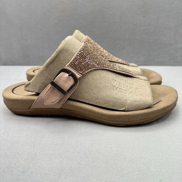 Aetrex Rae Womens Size 9-9.5 Thong Sandals Rose Gold Adjustable Sparkle Orthotic - Picture 1 of 9